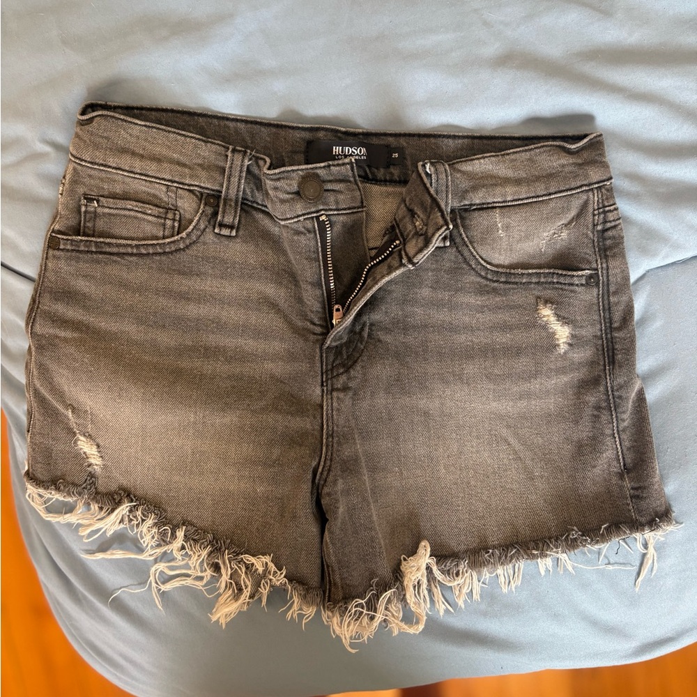 Hudson Jeans Women's Frayed Hem Black Shorts